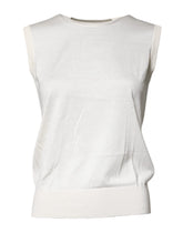 Dolce & Gabbana Cream Sleeveless Silk Round Neck Tank Top -   -  Dolce & Gabbana.